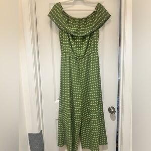 Max Studio Floral Green Jumpsuit Size L